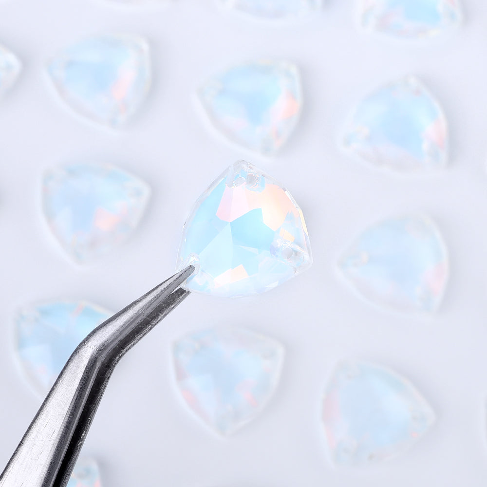 Crystal AM Trilliant Shape High Quality Glass Sew-on Rhinestones