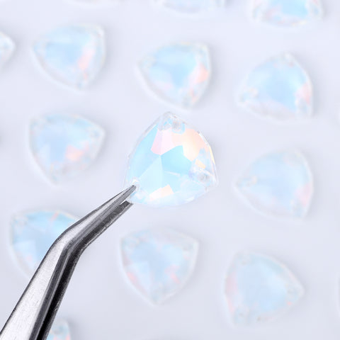 Crystal AM Trilliant Shape High Quality Glass Sew-on Rhinestones