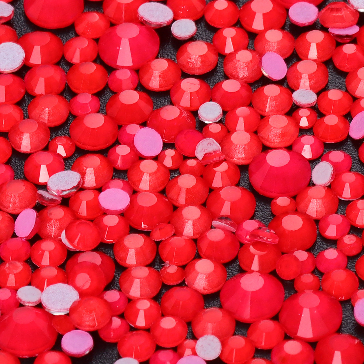 Mixed Sizes Neon Red Glass Flat Back Rhinestones For Nail Art WholesaleRhinestone