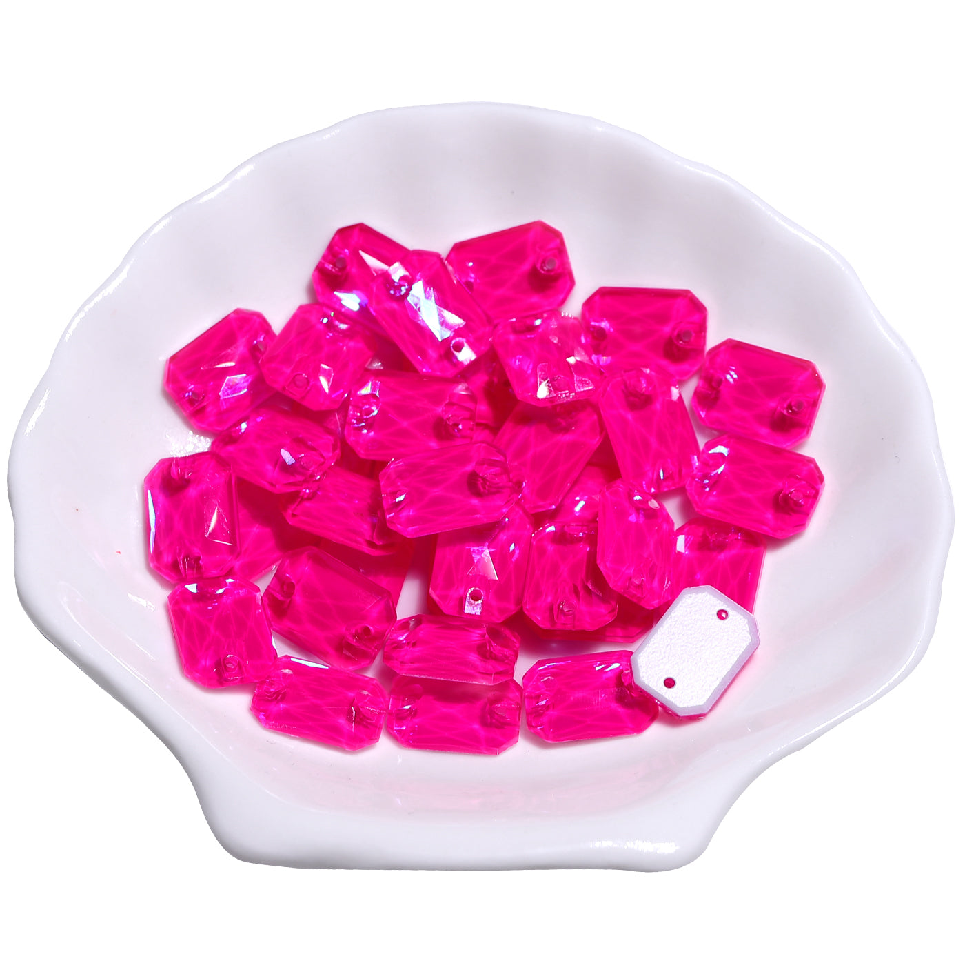 Electric Neon Fuchsia Octagon Shape High Quality Glass Sew-on Rhinestones