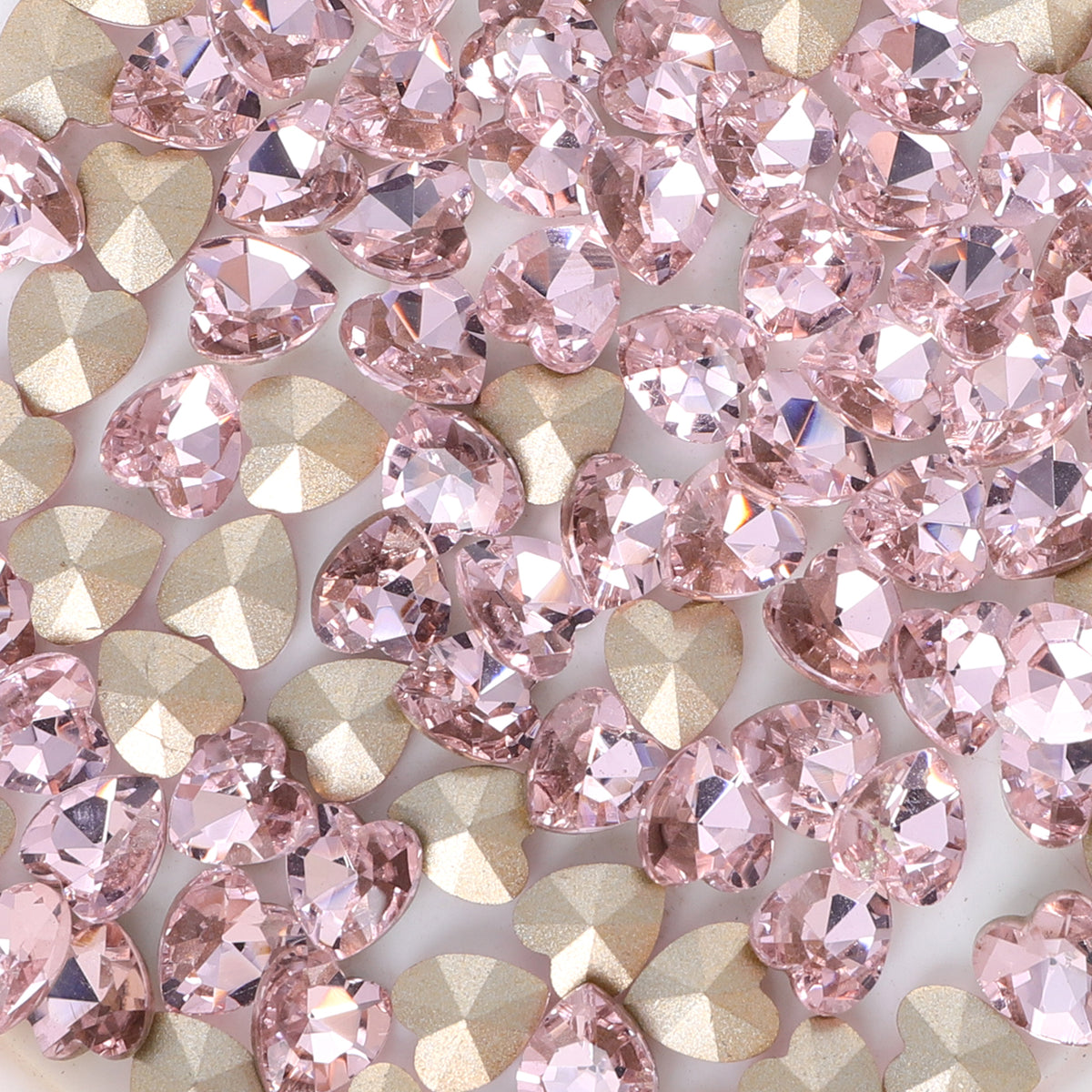 Pink Heart Shape Glass Pointed Back Fancy Rhinestones WholesaleRhinestone