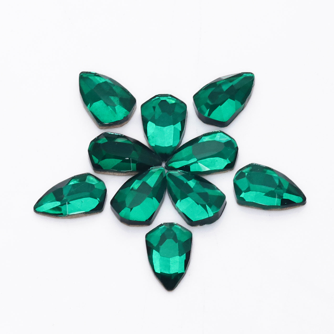 Shield Shape Dark Green Flat Back Fancy Rhinestones WholesaleRhinestone