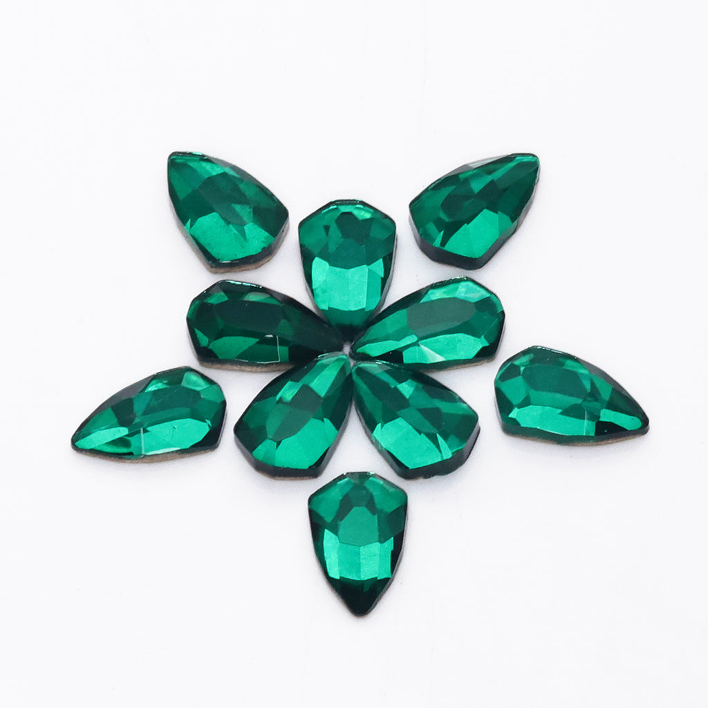 Shield Shape Dark Green Flat Back Fancy Rhinestones WholesaleRhinestone