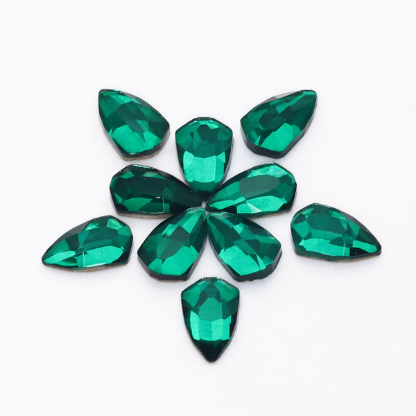 Shield Shape Dark Green Flat Back Fancy Rhinestones WholesaleRhinestone