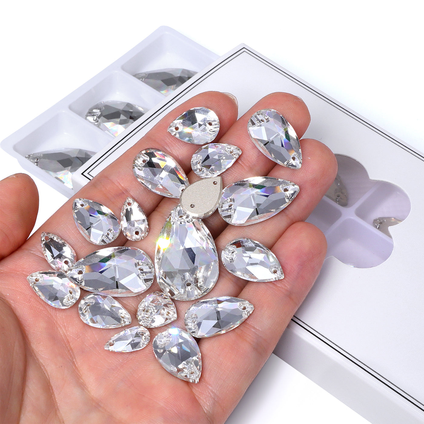 Mixed Sizes Crystal Drop Shape High Quality Glass Sew-on Rhinestones WholesaleRhinestone