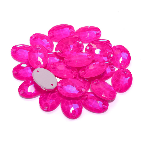 Electric Neon Fuchsia Oval Shape High Quality Glass Sew-on Rhinestones WholesaleRhinestone