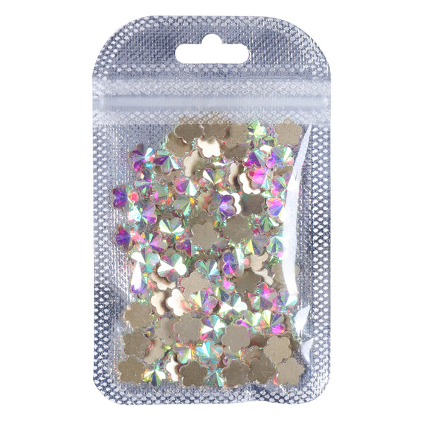 5 feuilles de fleur de prune fleur cristal Ab dos plat et strass de fantaisie