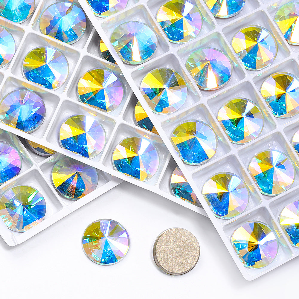 Crystal AB Rivoli Shape High Quality Glass Beveled Flat Back Rhinestones WholesaleRhinestone