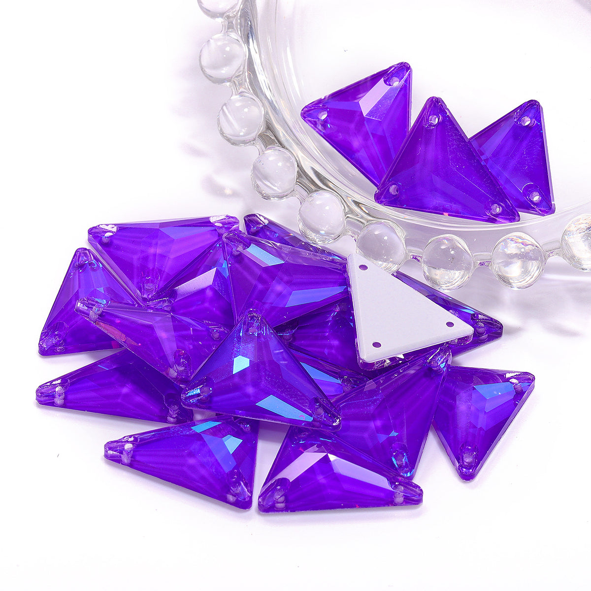 Electric Neon Violet Slim Triangle Shape High Quality Glass Sew-on Rhinestones WholesaleRhinestone