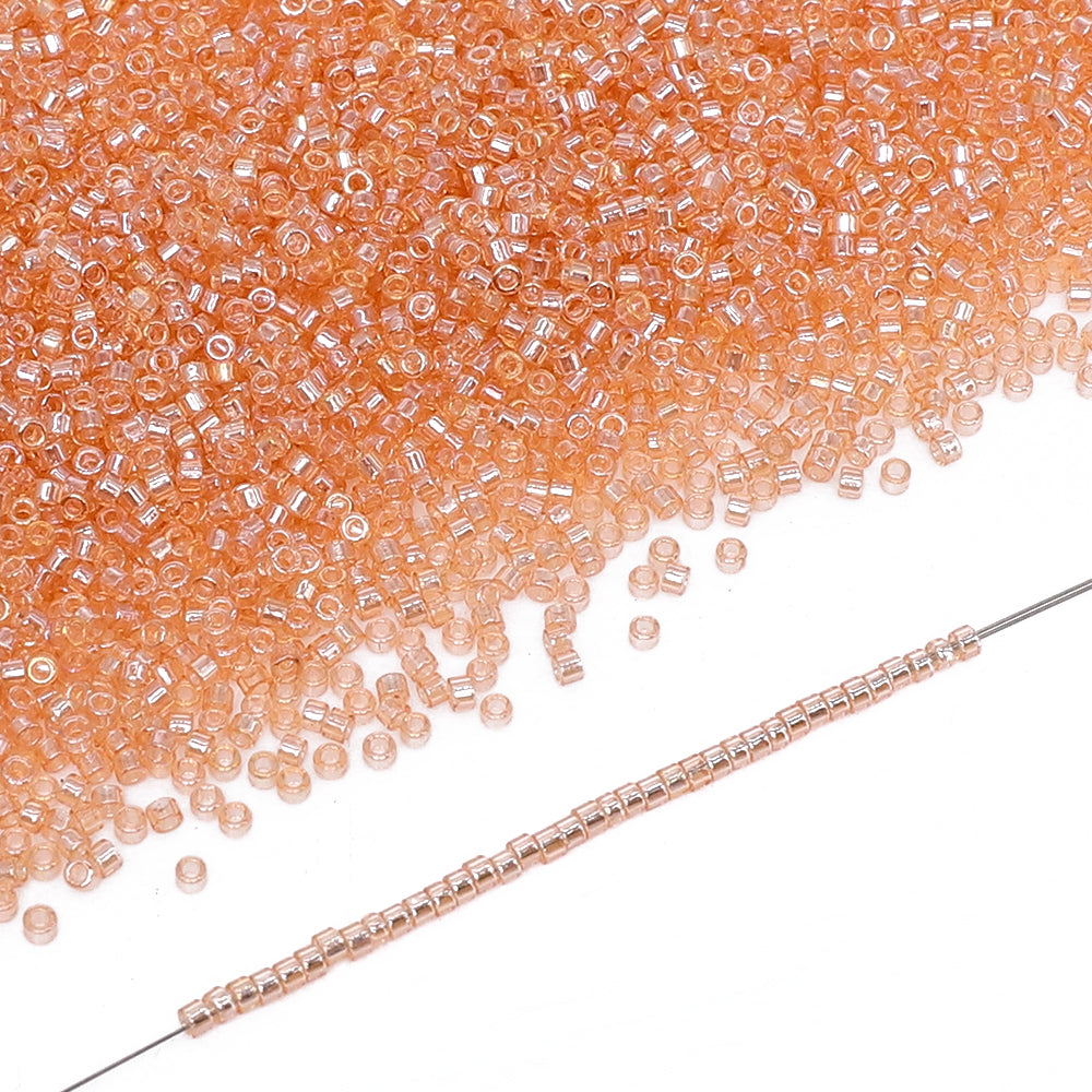 Transparent Luster Apricot Color Hight Quality Glass Cylinder Seed Beads 1.6 MM Size BS1026 WholesaleRhinestone