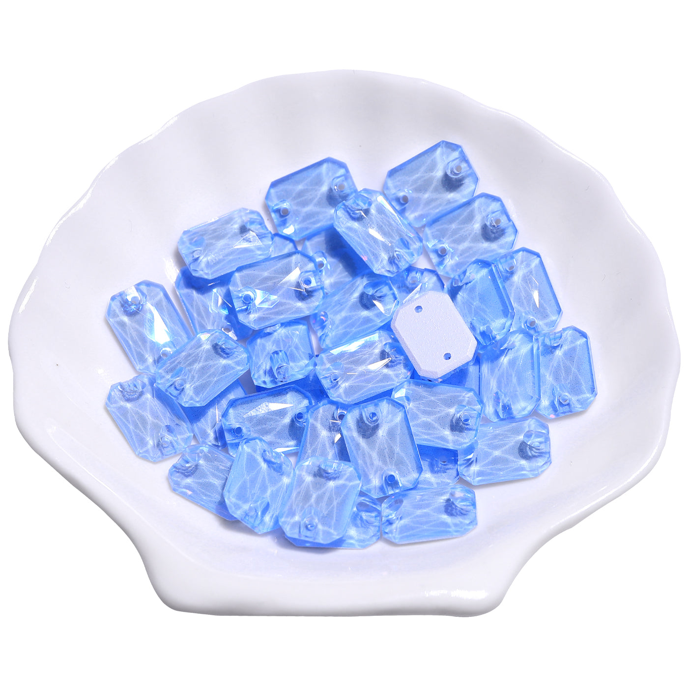 Electric Neon Light Blue Octagon Shape High Quality Glass Sew-on Rhinestones