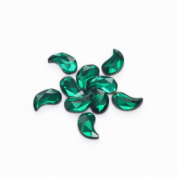 Comma Shape Dark Green Flat Back Fancy Rhinestones WholesaleRhinestone