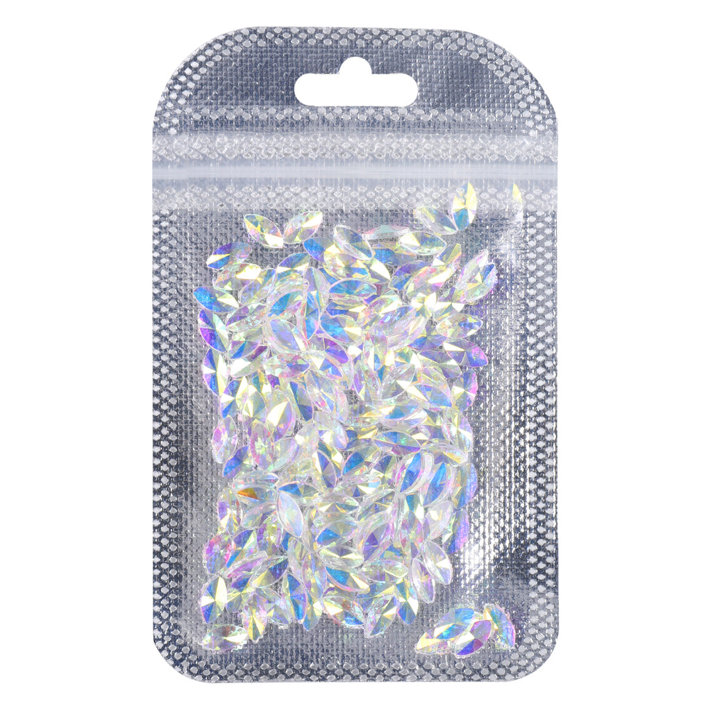 Navette Shape Crystal AB Unfoiled Flat Back Fancy Rhinestones