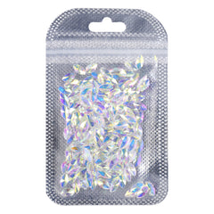 Navette Shape Crystal Ab Unfoiled Flat Back Fancy Rhinestones
