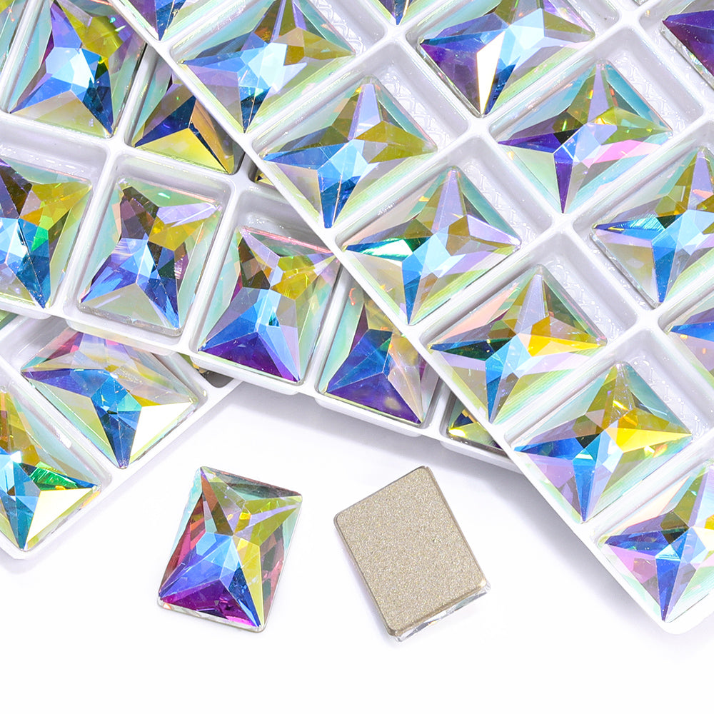 Crystal AB Rectangle Shape High Quality Glass Beveled Flat Back Rhinestones WholesaleRhinestone