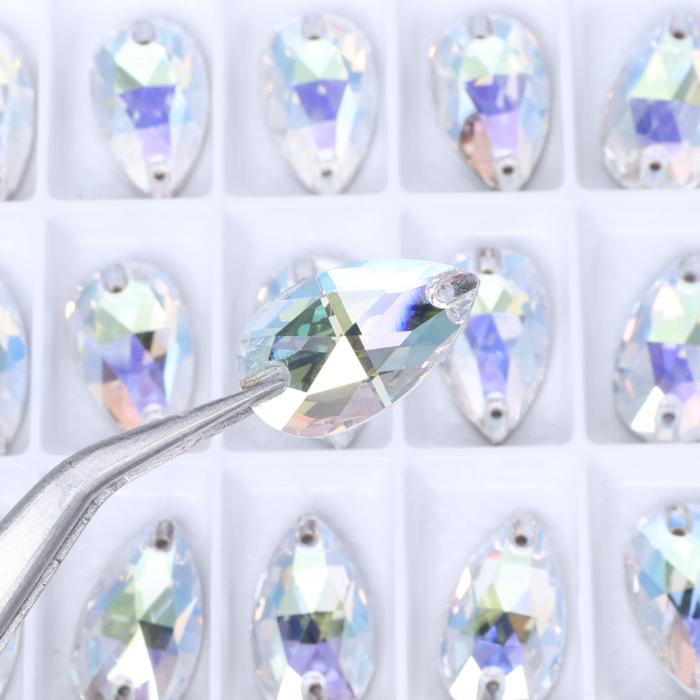 Crystal Transmission Drop Shape High Quality Glass Sew-on Rhinestones