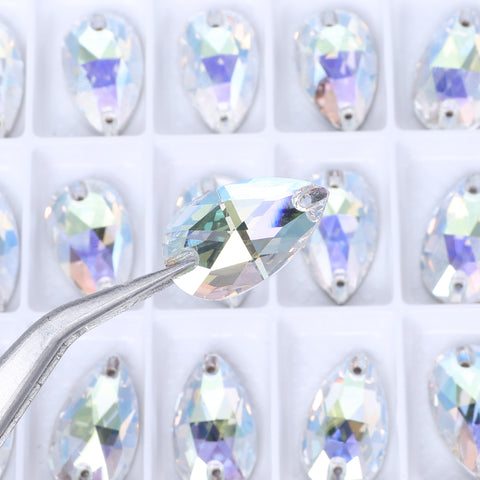 Crystal Transmission Drop Shape High Quality Glass Sew-on Rhinestones