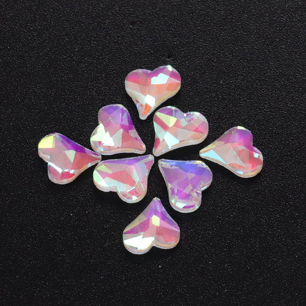 Oblique Heart Shape Mocha White Flat Back Fancy Rhinestones WholesaleRhinestone