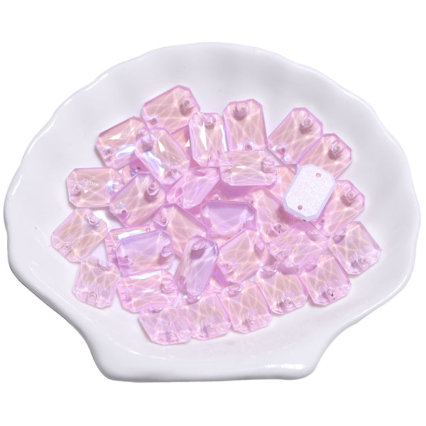 Electric Neon Light Rose Octagon Shape High Quality Glass Sew-on Rhinestones
