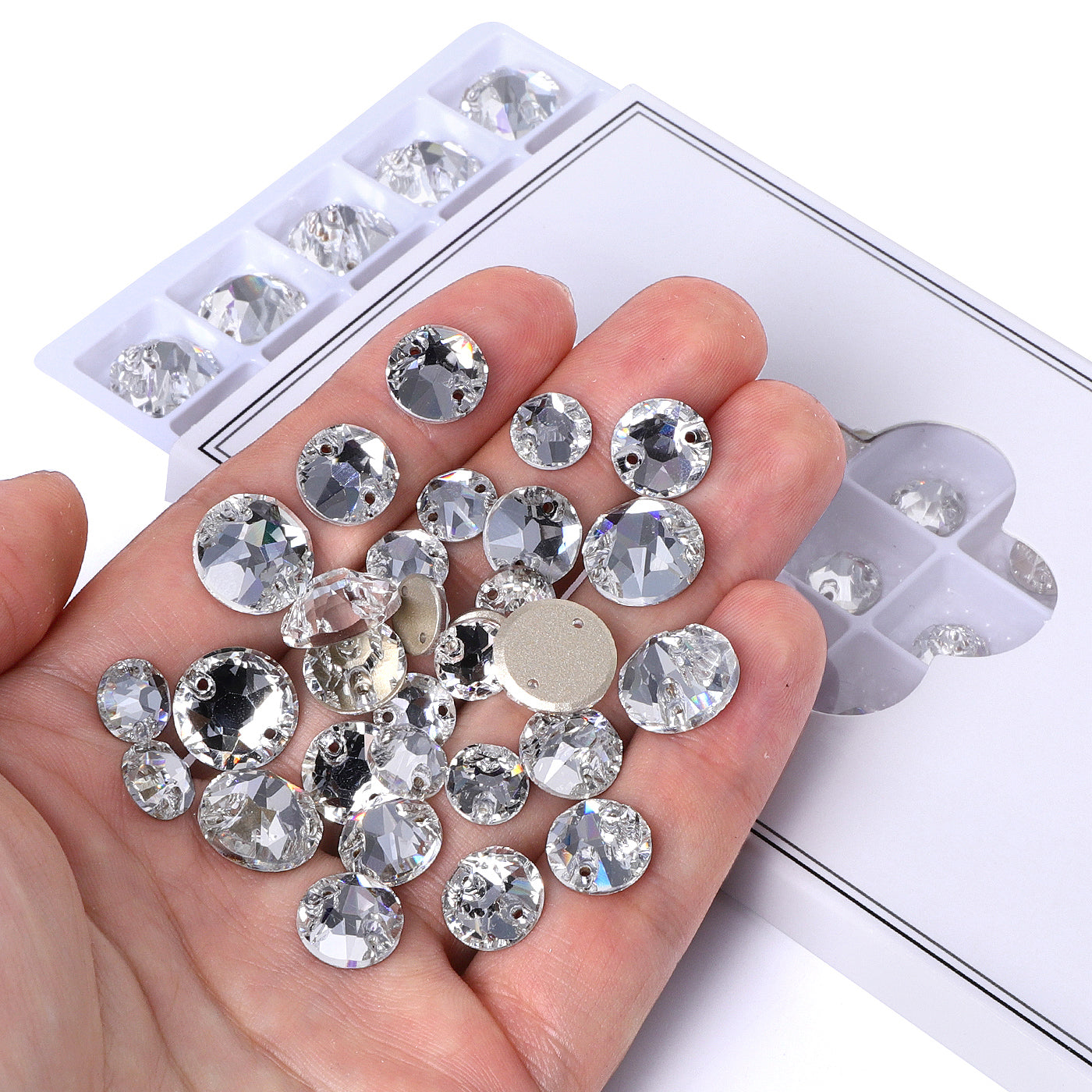 Mixed Sizes Crystal XIRIUS Round Shape High Quality Glass Sew-on Rhinestones WholesaleRhinestone