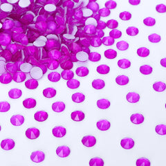 Neon Purple Glass Flat Back Glue-On Rhinestones 16 Cut Facets