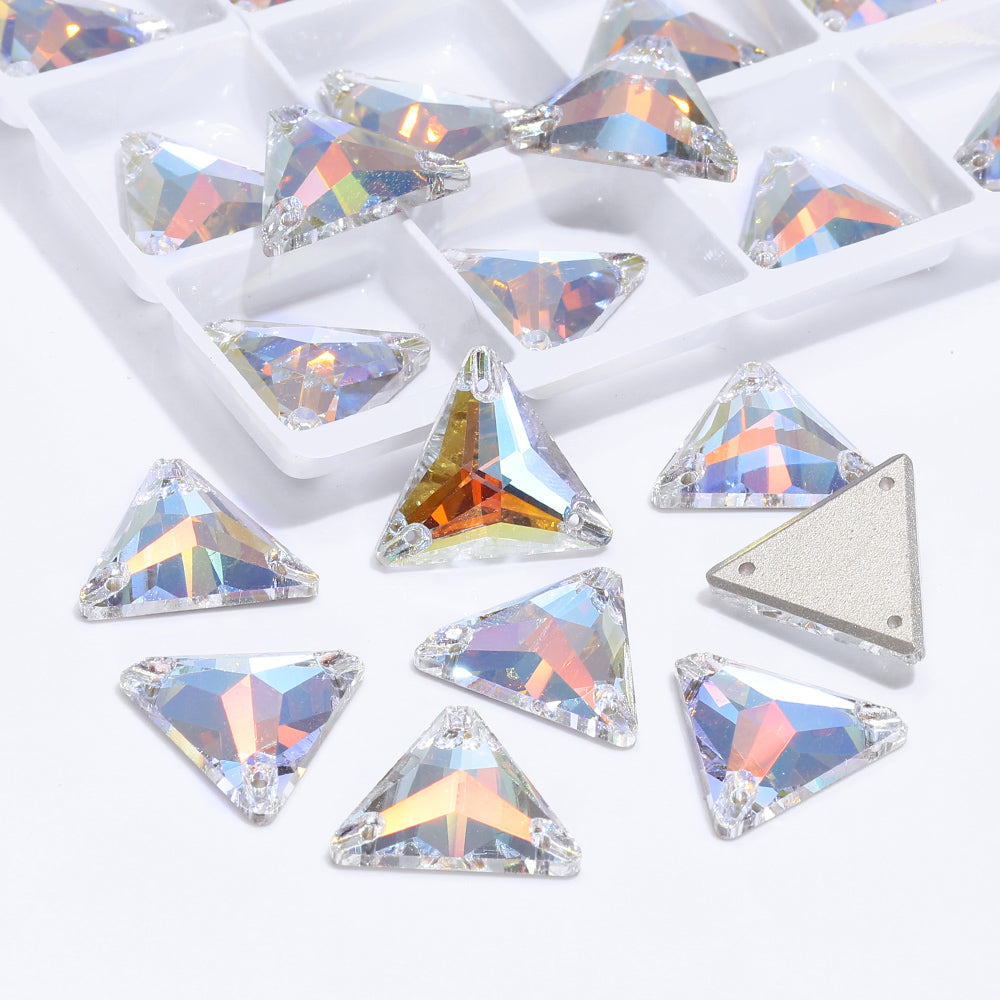 Light Crystal AB Triangle Shape High Quality Glass Sew-on Rhinestones WholesaleRhinestone