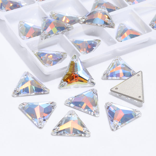 Light Crystal AB Triangle Shape High Quality Glass Sew-on Rhinestones WholesaleRhinestone