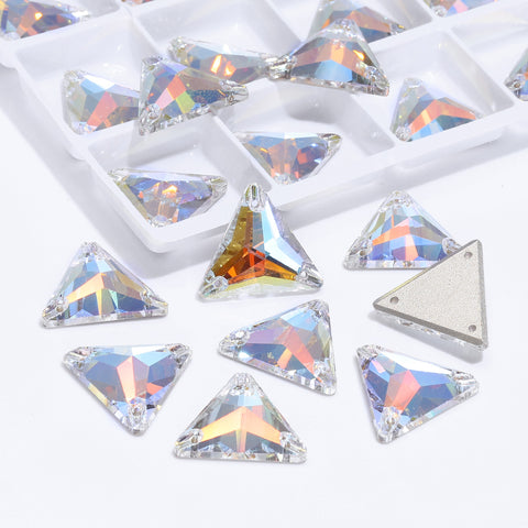 Light Crystal AB Triangle Shape High Quality Glass Sew-on Rhinestones