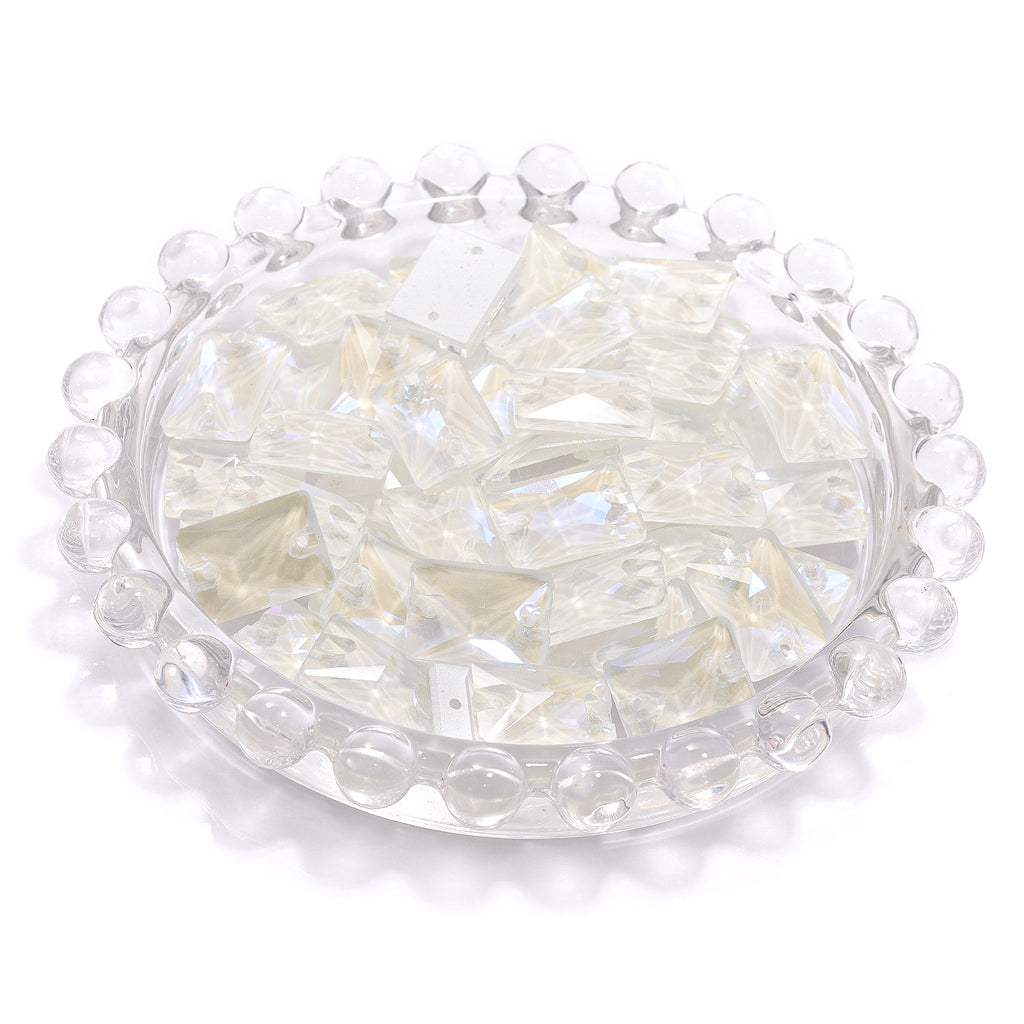 Electric Neon White Rectangle Shape High Quality Glass Sew-on Rhinestones WholesaleRhinestone