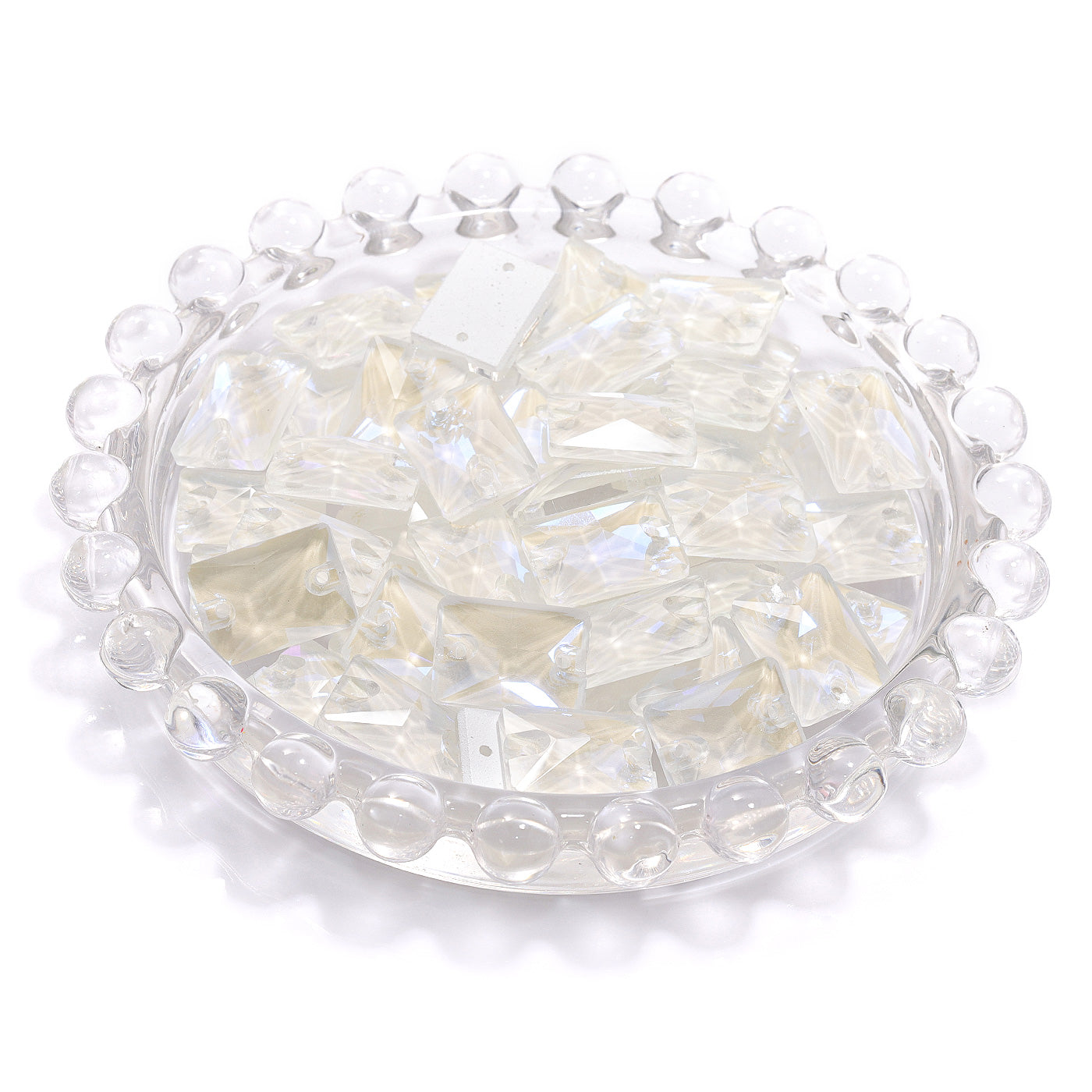 Electric Neon White Rectangle Shape High Quality Glass Sew-on Rhinestones WholesaleRhinestone