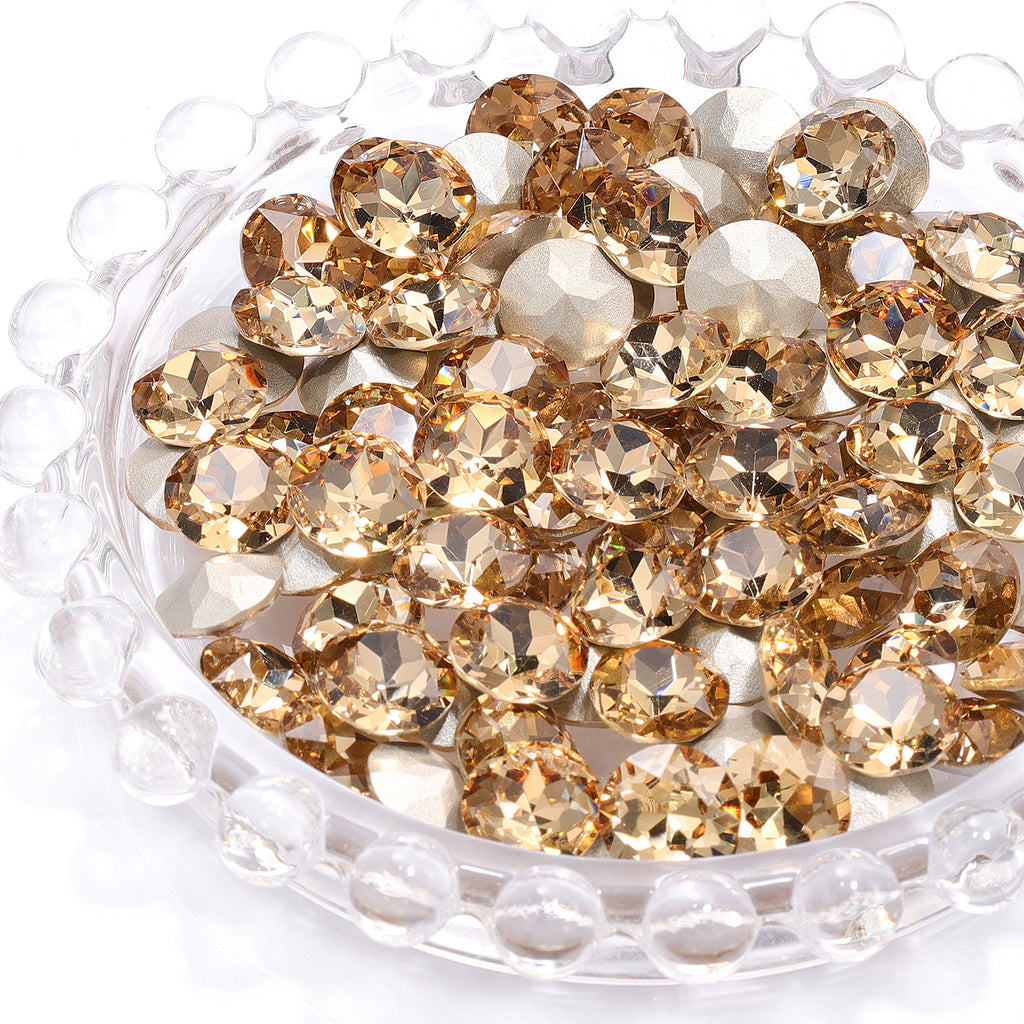 Light Smoked Topaz Gemstone Flower Shape High Quality Glass Pointed Back Fancy Rhinestones WholesaleRhinestone