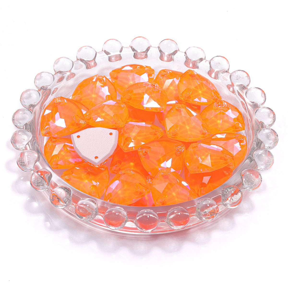 Electric Neon Orange Yellow Trilliant Shape High Quality Glass Sew-on Rhinestones WholesaleRhinestone