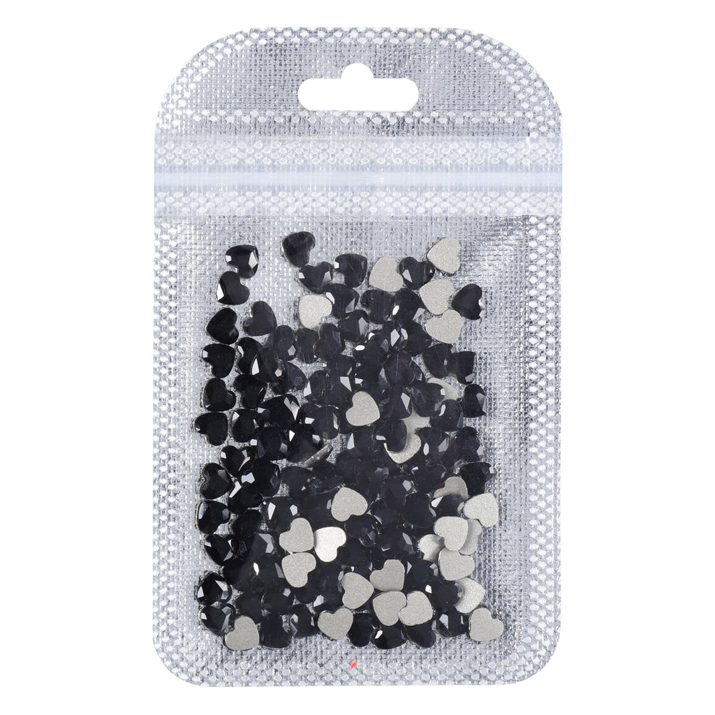 Heart Shape Black Flat Back Fancy Rhinestones