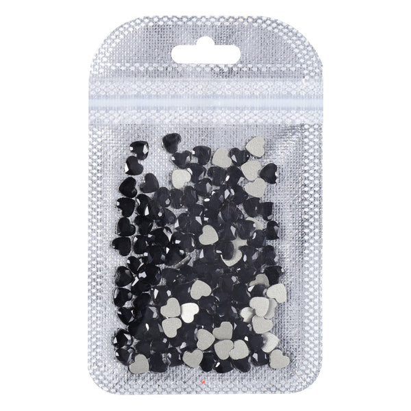 Heart Shape Black Flat Back Fancy Rhinestones