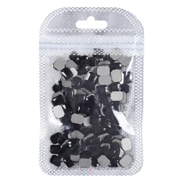 Octagon Shape Black Flat Back Fancy Rhinestones