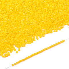 Opaque Dark Yellow Color Hight Quality Glass Cylinder Seed Beads 1.6 MM Size BS1012