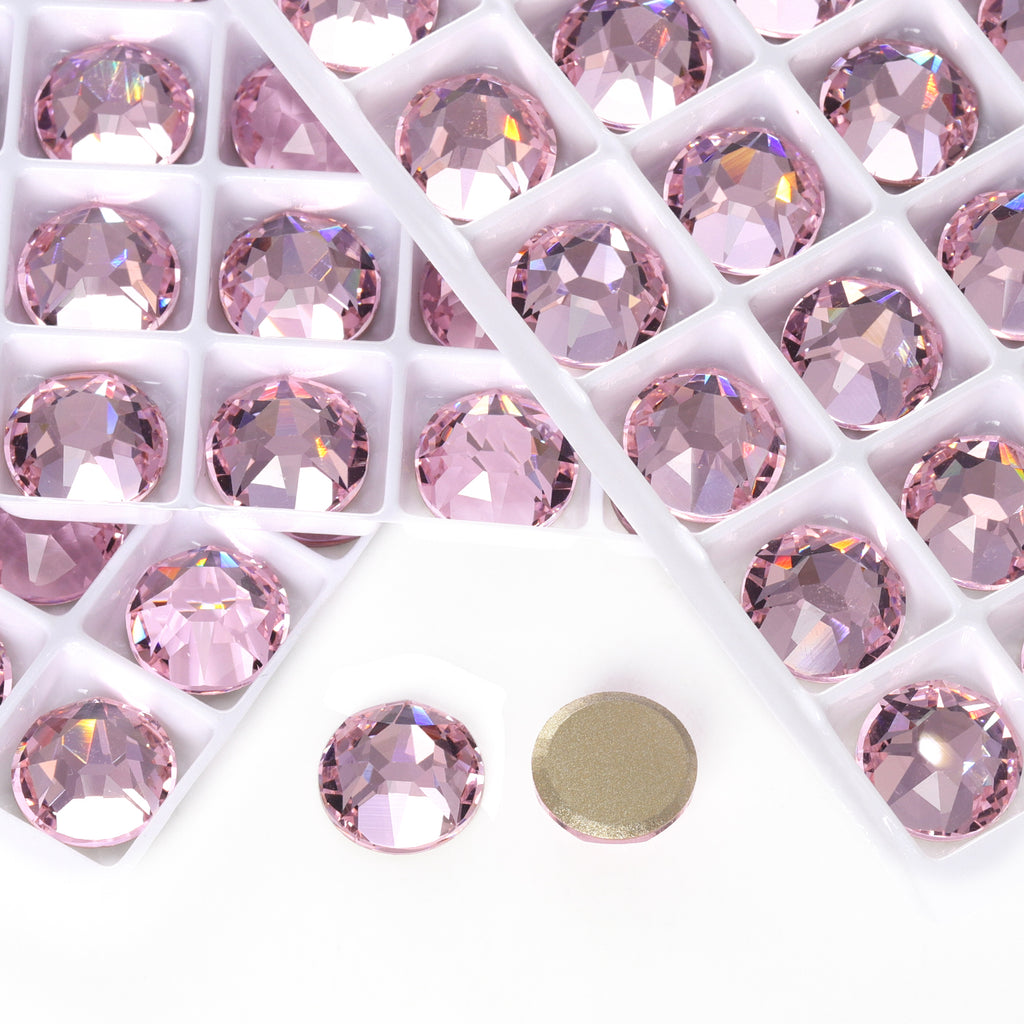 Light Rose XIRIUS Round Shape High Quality Glass Beveled Flat Back Rhinestones WholesaleRhinestone