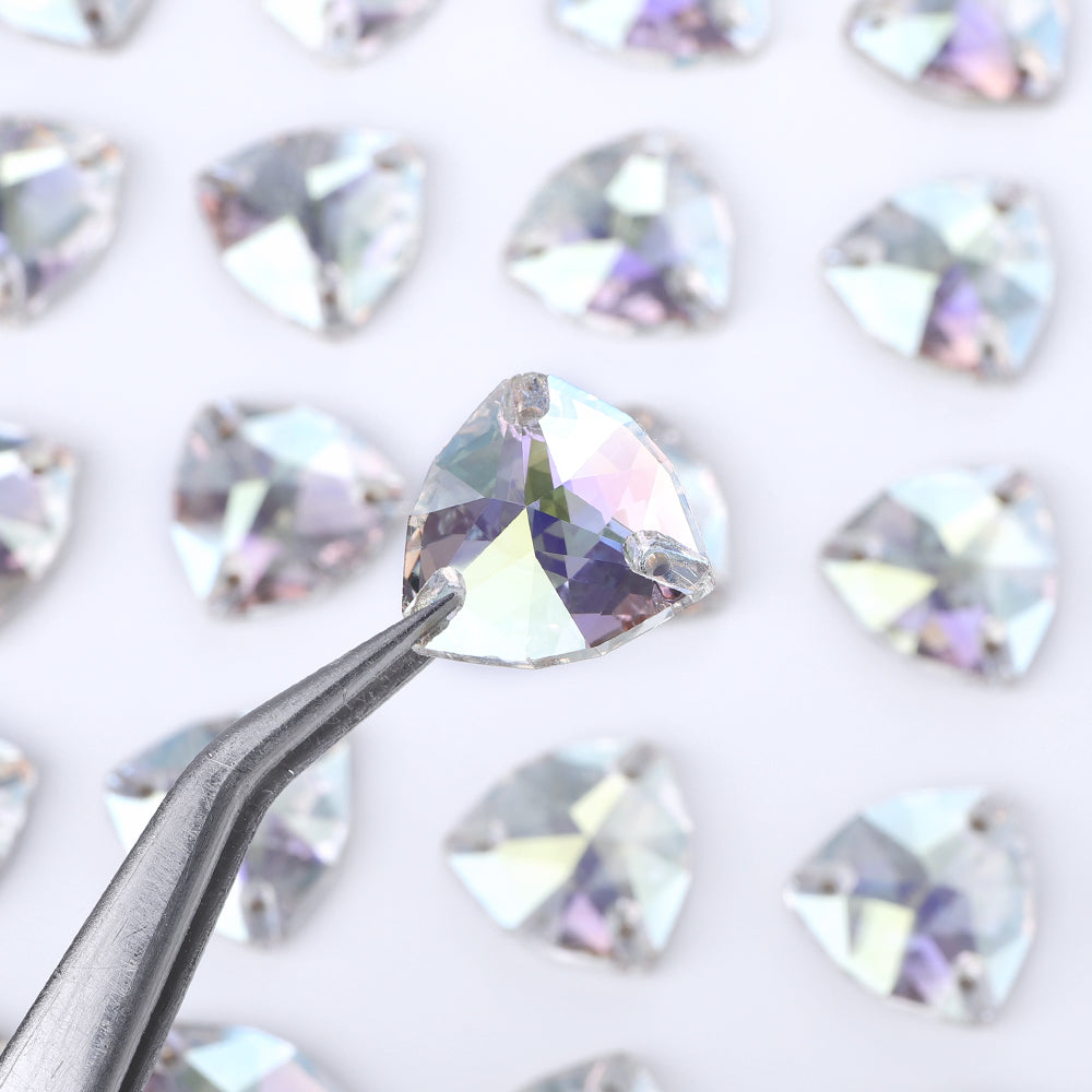 Crystal Transmission Trilliant Shape High Quality Glass Sew-on Rhinestones