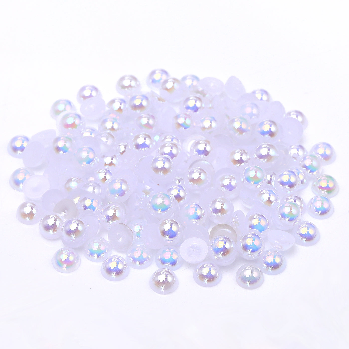 White AB Resin Flat Back Pearls Multi Sizes WholesaleRhinestone