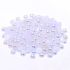 White AB Resin Flat Back Pearls Multi Sizes WholesaleRhinestone