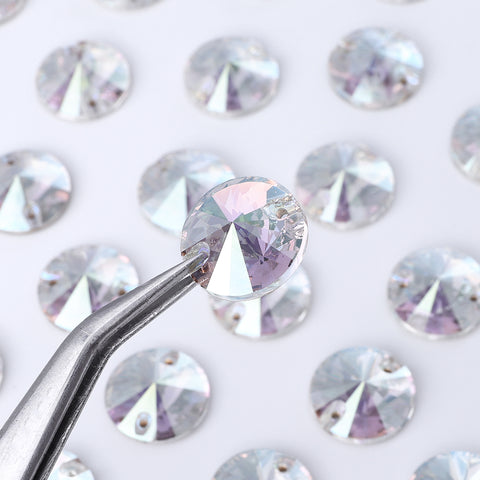 Crystal Transmission Rivoli  Shape High Quality Glass Sew-on Rhinestones