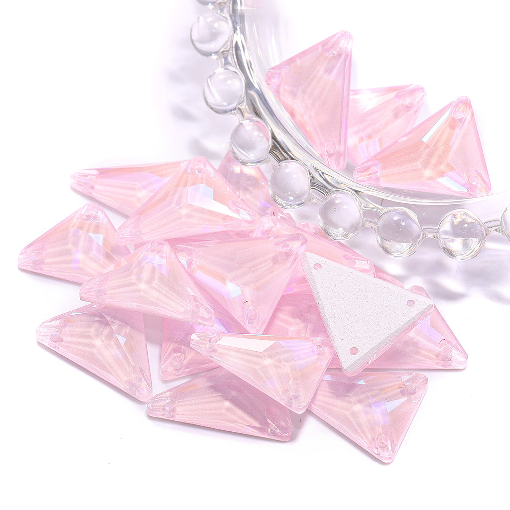 Electric Neon Light Rose Slim Triangle Shape High Quality Glass Sew-on Rhinestones WholesaleRhinestone
