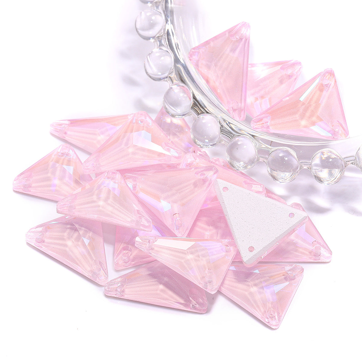 Electric Neon Light Rose Slim Triangle Shape High Quality Glass Sew-on Rhinestones WholesaleRhinestone