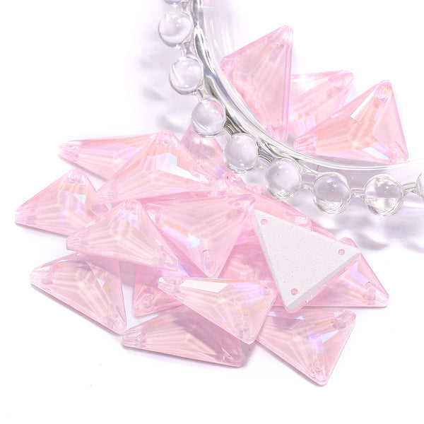 Electric Neon Light Rose Slim Triangle Shape High Quality Glass Sew-on Rhinestones WholesaleRhinestone