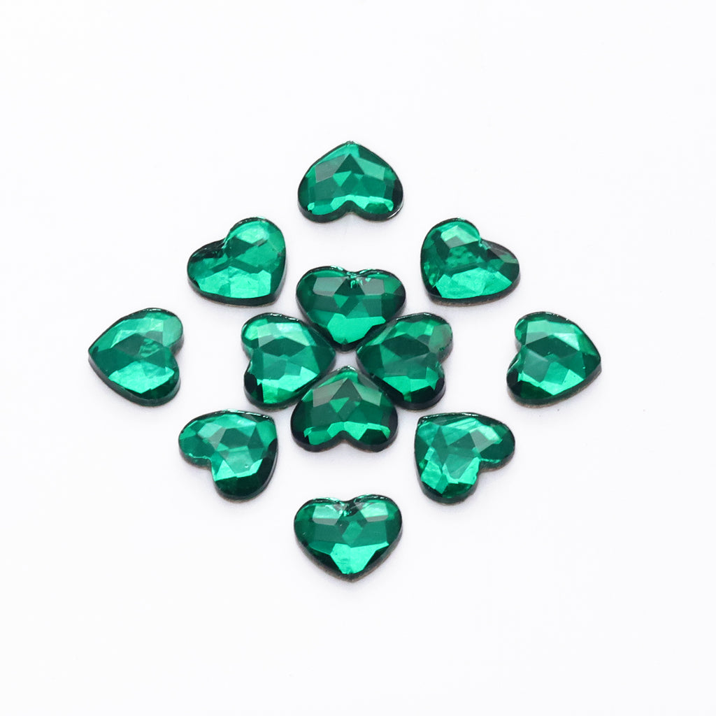 Heart Shape Dark Green Flat Back Fancy Rhinestones WholesaleRhinestone