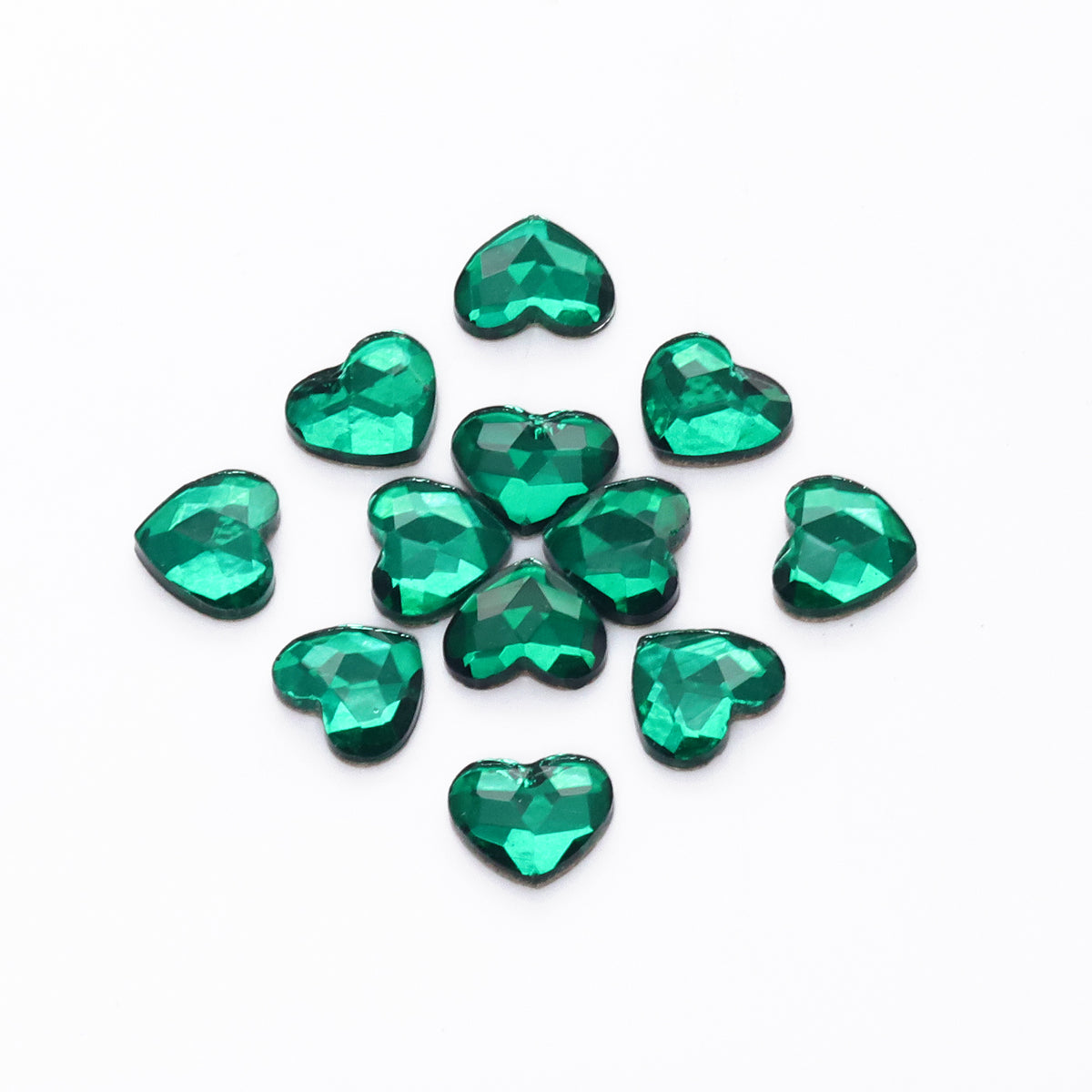 Heart Shape Dark Green Flat Back Fancy Rhinestones WholesaleRhinestone