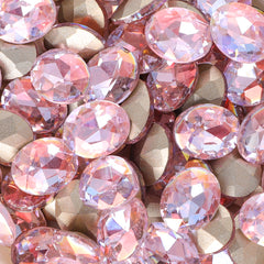 Cognac Pink Oval Shape Glass Pointed Back Fancy Rhinestones