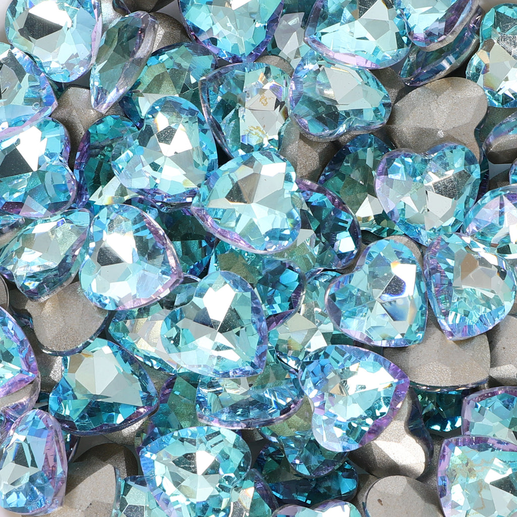 Blue Fairy Heart Form Glass Specing Rücken ausgefallene Strasssteine