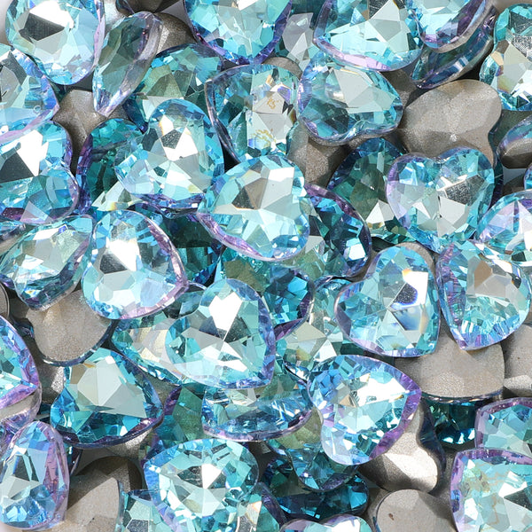 Blue Fairy Heart Form Glass Specing Rücken ausgefallene Strasssteine