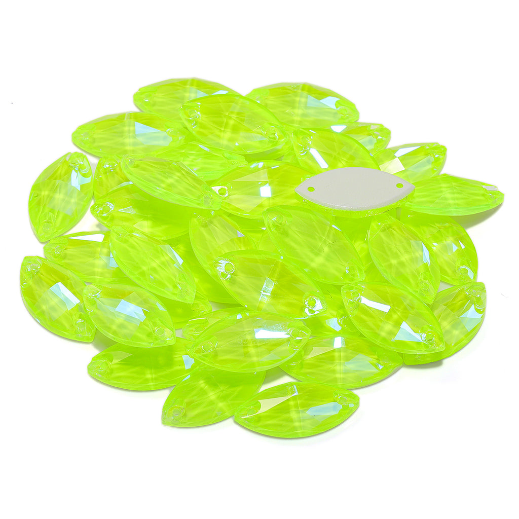 Electric Neon Jonquil Navette Shape High Quality Glass Sew-on Rhinestones WholesaleRhinestone